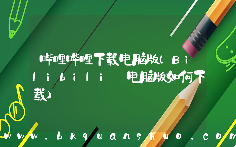 哔哩哔哩下载电脑版(Bilibili 电脑版如何下载)